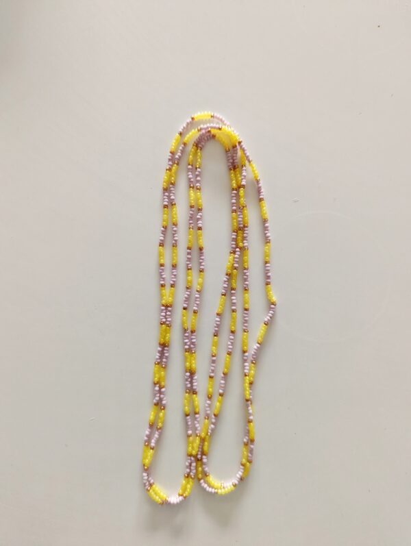 tucan beaded necklace yellow and lilac