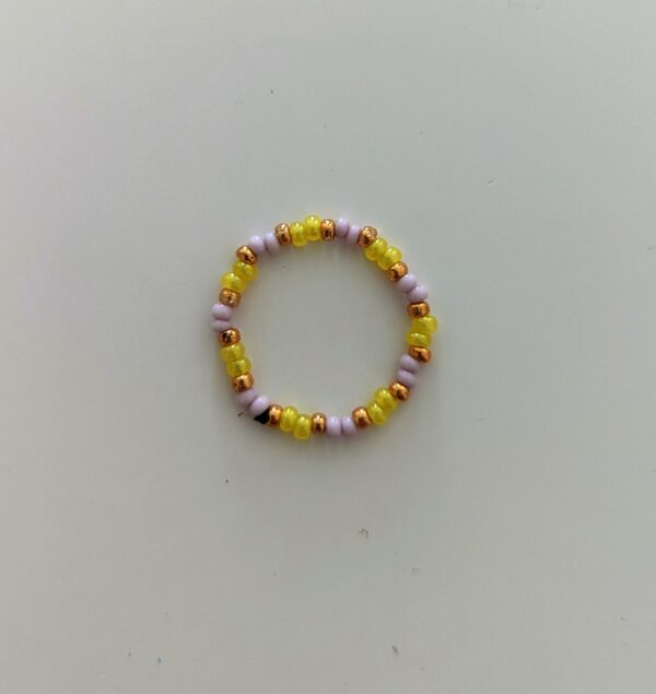 colibri ring yellow and lilac beaded