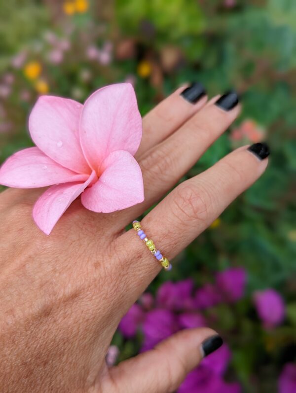colibri ring yellow and lilac beaded